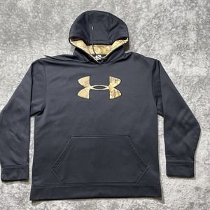Under Armour Sweatshirt Mens XL Black Camo Hoodie Sweater Active Storm Hunting